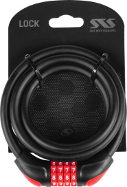 Велозамок STS M602 10mm x150cm кодовый черно-красный велосипедные замки