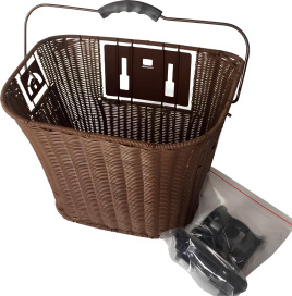 Корзина TSAI YARN LX-142 передняя с ручкой 34x27.5x25 см плетеная коричневый